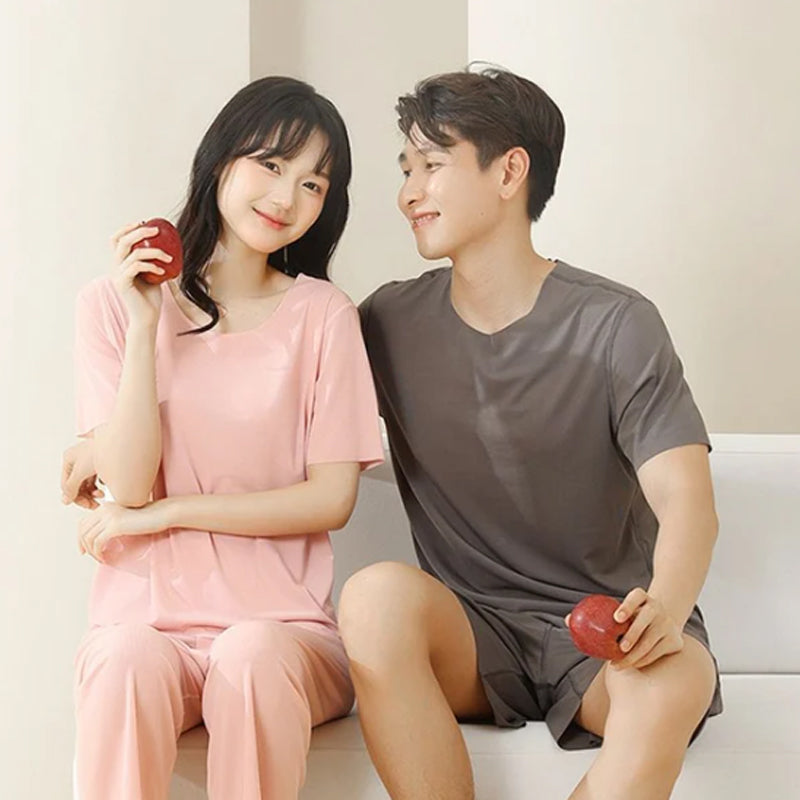 Soft Comfortable Ice Silk Short Sleeve