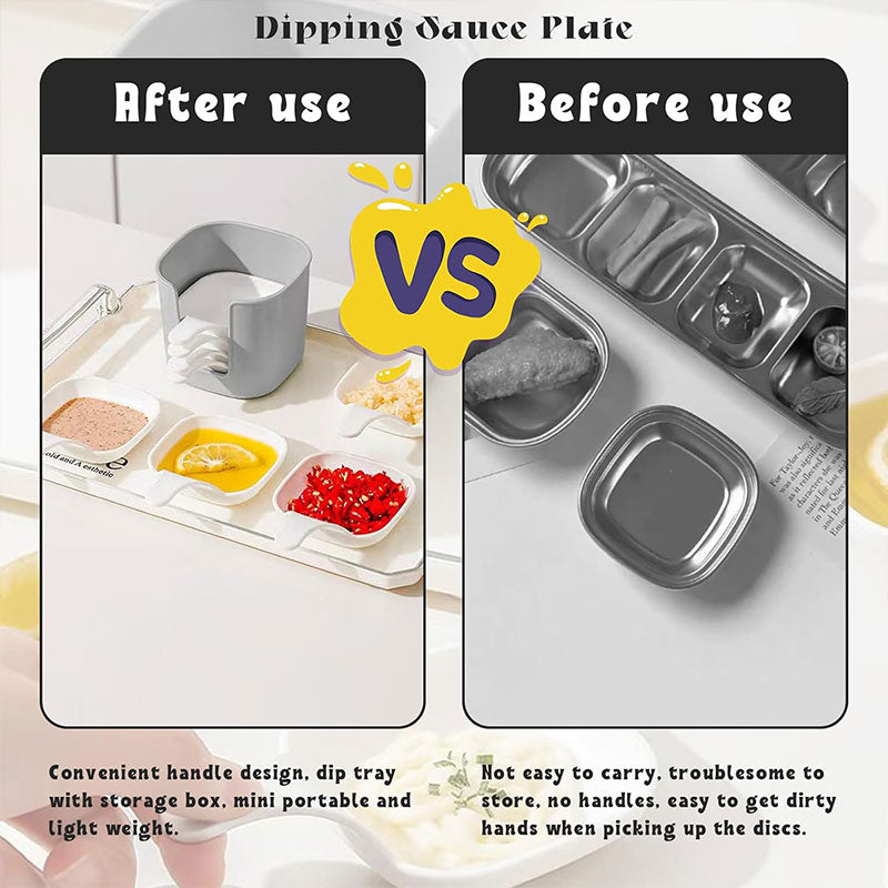 Dipping Sauce Plate and Holder Set, 6Pcs