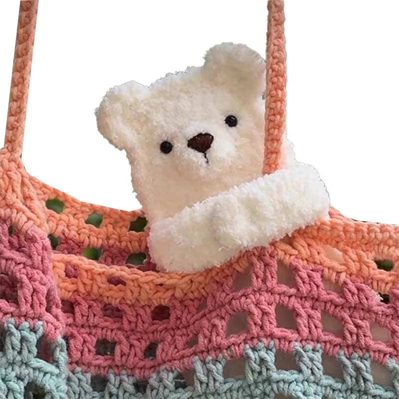 Wool crochet cute headphone bag pendant