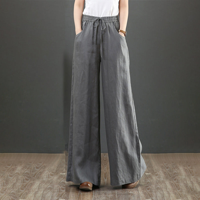 Plain High-waisted Trousers