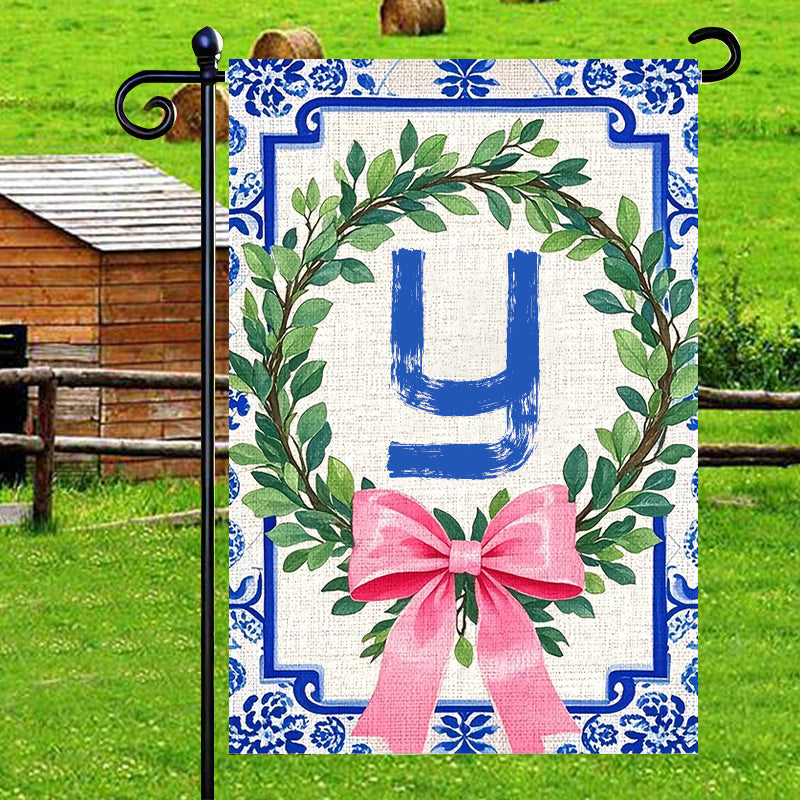 Letter Floral Garden Flag