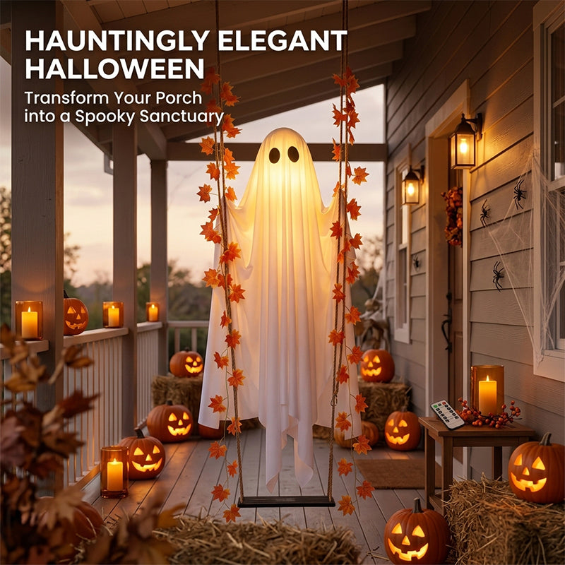 LED Light-Up Swinging Ghost Halloween Decoration
