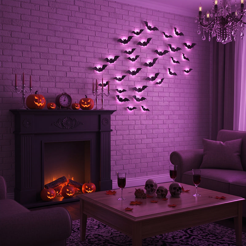3D Halloween Bat LED Wall Decor Set
