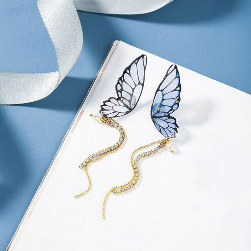 Glittery Butterfly Drop Earrings