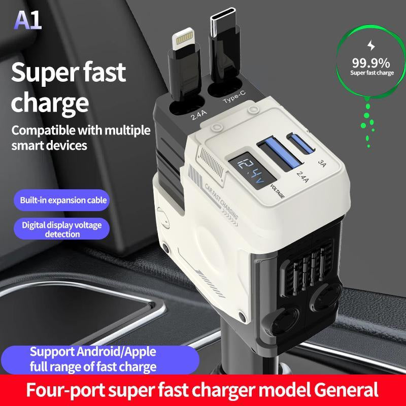 Retractable car fast charging charger