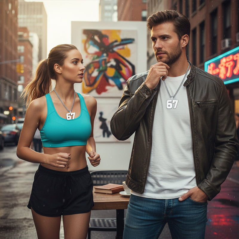 Stainless Steel Sports Number Chain Necklace