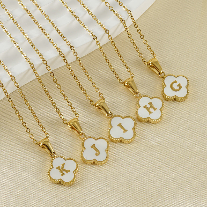 Four Leaf Clover Monogram Necklace