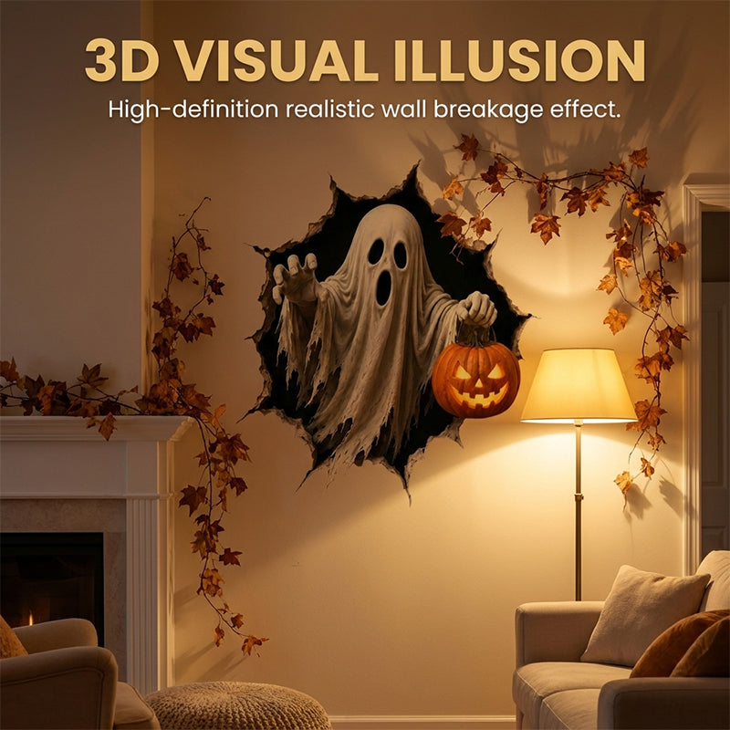 Halloween Spooky Cracked Wall 3D Decal Decoration