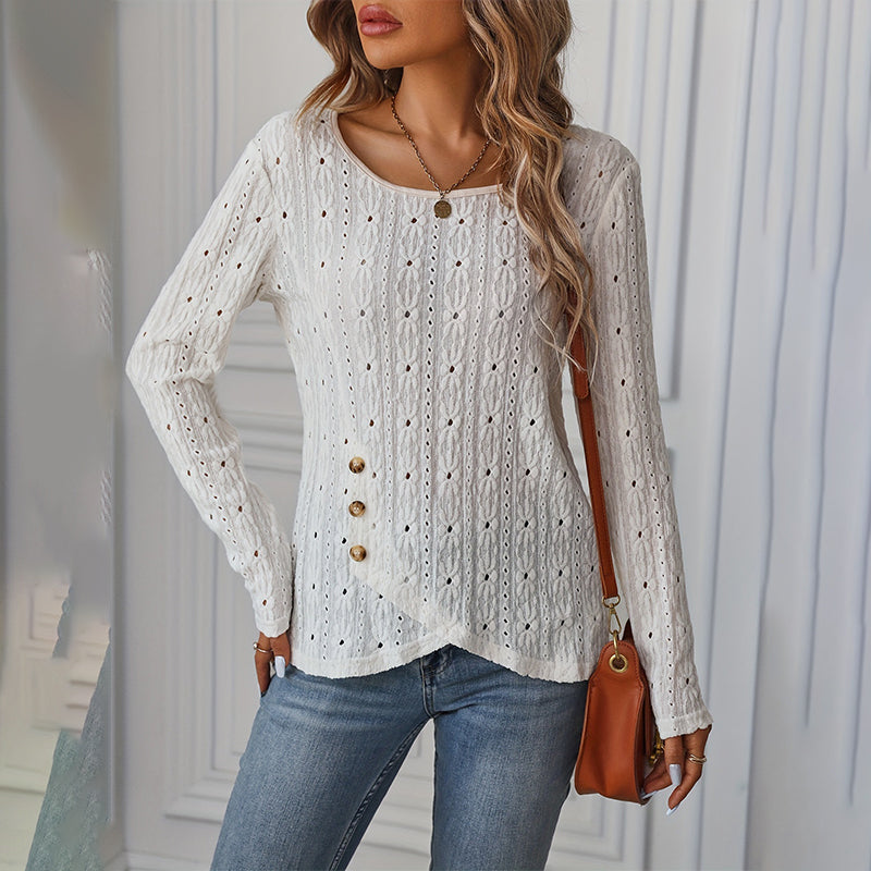 Skeleton Jacquard Button Down Blouse