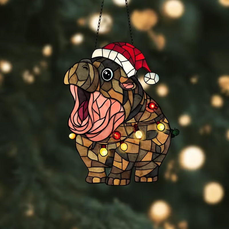 Stained glass hippopotamus ornament