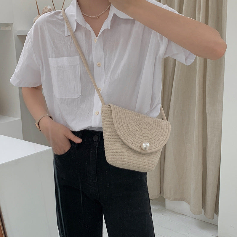 Cotton woven crossbody bag