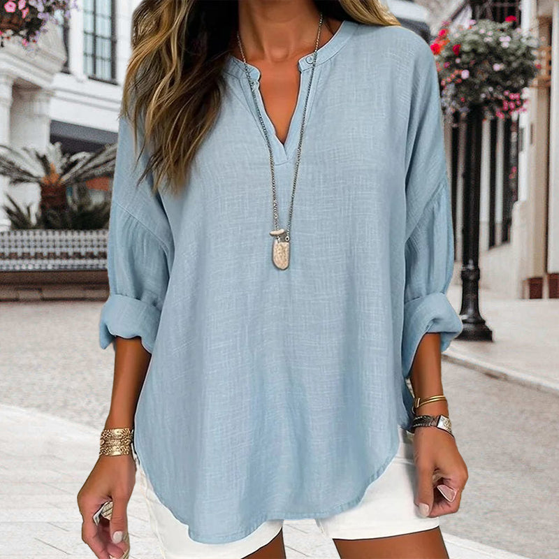 Solid Color Long Sleeve Casual Shirt Blouse