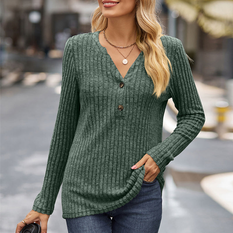 Solid Color Button Long Sleeve Cardigan