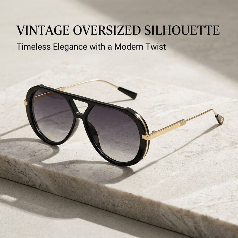 Retro Double Beam Face-Slimming Sunglasses