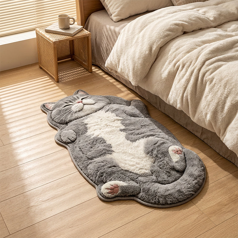 Lazy Cat-Shaped Faux Cashmere Rug