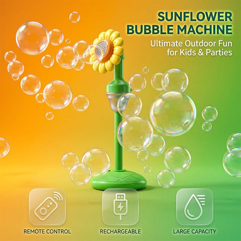 Sunflower Bubble Machine with Remote Control