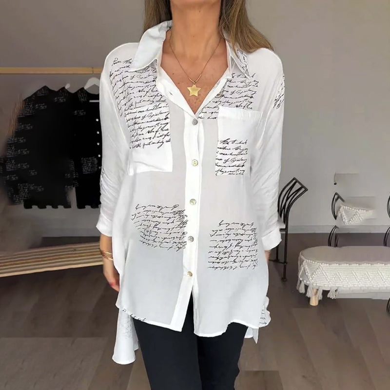 New Letter Print Fashion Lapel Shirt-Pre Sale