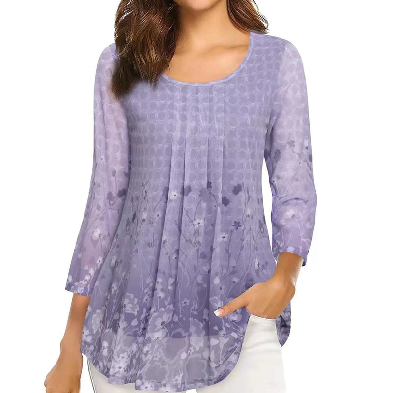 Floral Print Long Sleeve Casual Blouse