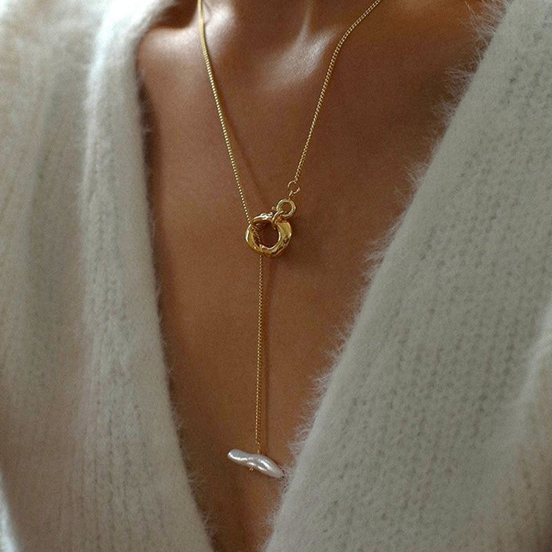Baroque Pearl Clasp Necklace