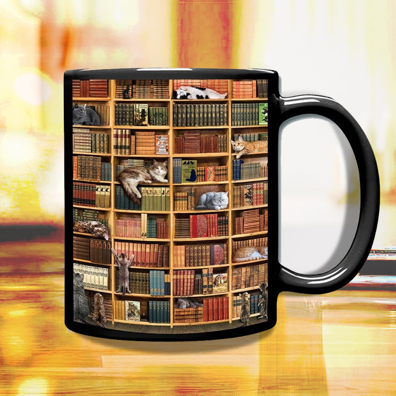 Bookshelf Cat Mug