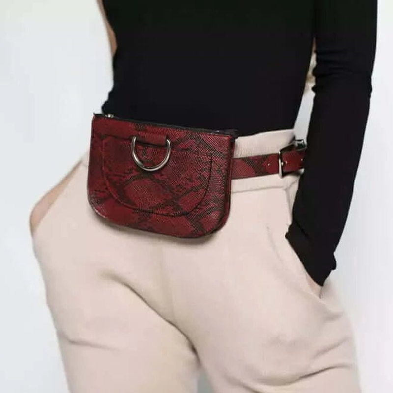 Snake Print Half Round Waist Bag