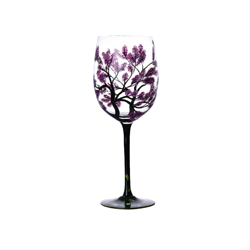 Four Seasons Tree Wine Glasses - Hand Painted Art