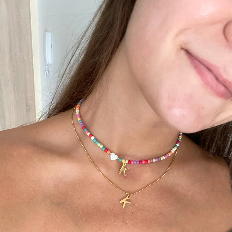 Colorful Beads Initial Choker