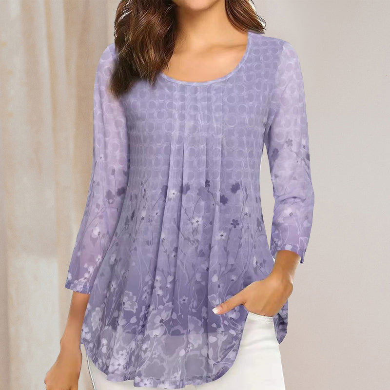 Floral Print Long Sleeve Casual Blouse