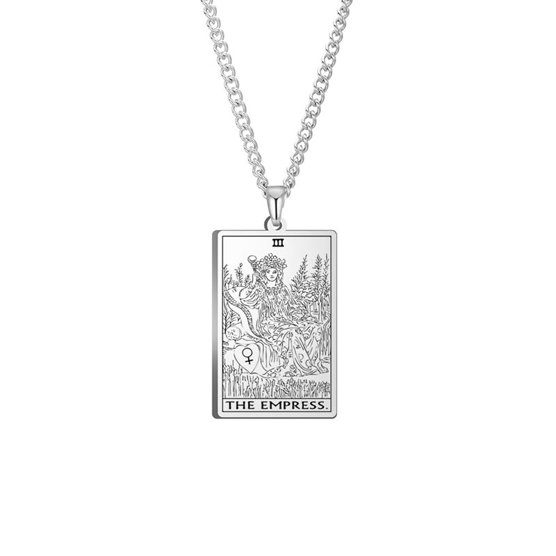 Engraved Tarot Card Chain Dual Chain Necklace