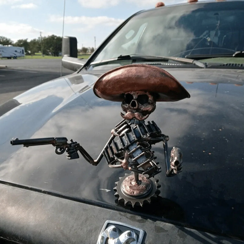 Cowboy Skull Gunslinger Hood Ornament