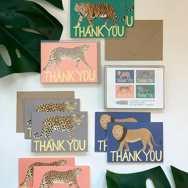 Big Cat Variety Thank You Card Set(4 Pcs)