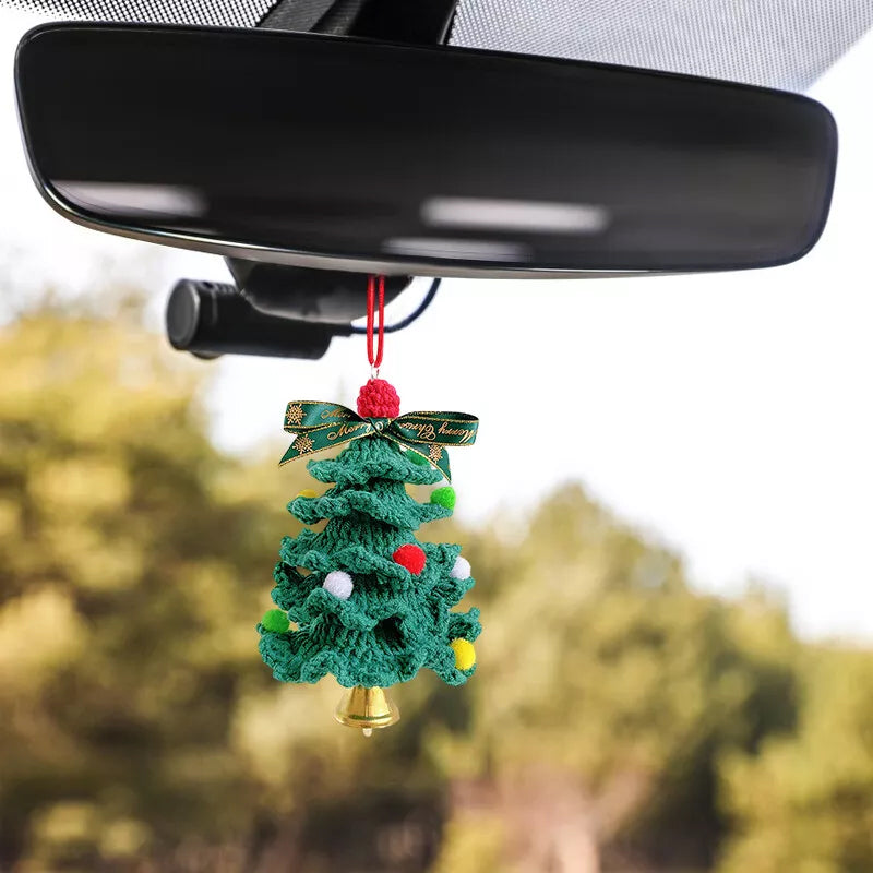 Car Christmas Decorations Hanging Crochet Mini Christmas Tree Pendant