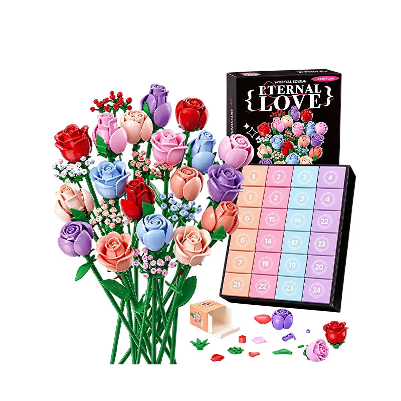 Christmas Countdown Blind Box: Flower Bouquet Building Blocks
