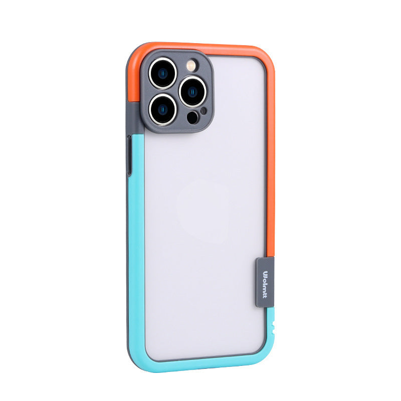 Phone case with colour-blocking frame