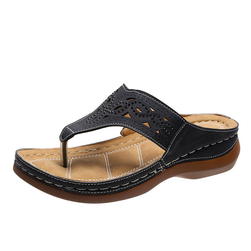 Cut-out Rhinestone Sandals