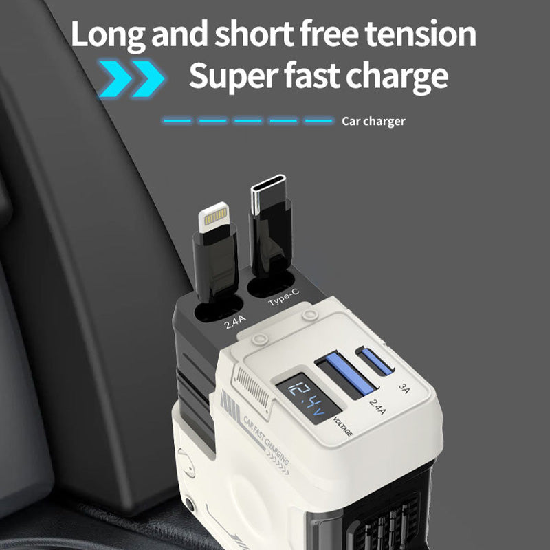 Retractable car fast charging charger