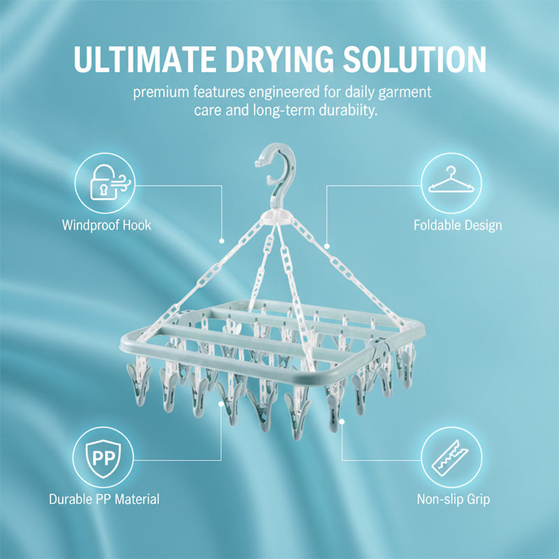 Windproof 32-Clip Drying Rack