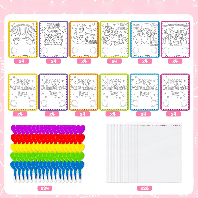 DIY Valentine’s Day Coloring Card Set