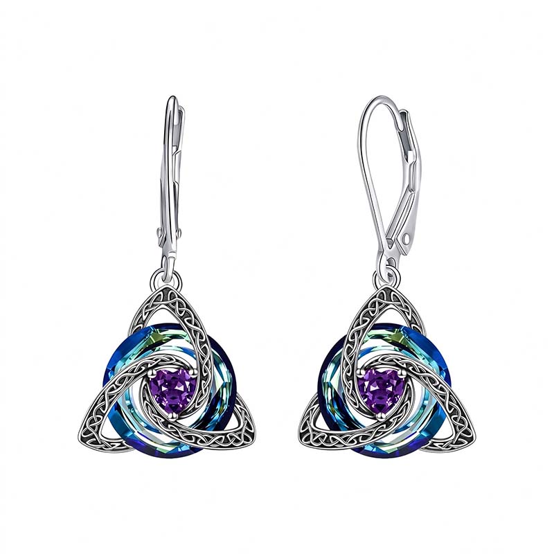 Elegant Celtic Knot Birthstone Drop Earrings
