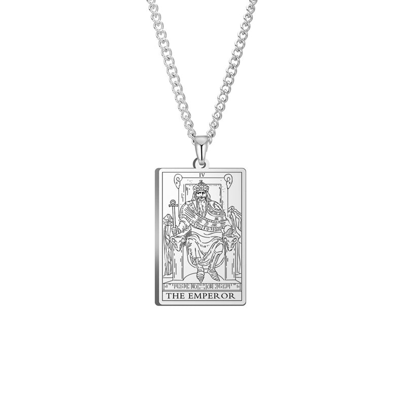 Engraved Tarot Card Chain Dual Chain Necklace