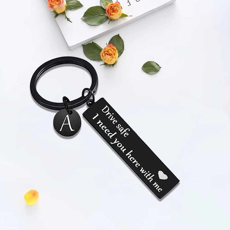 Drive safe black keychain