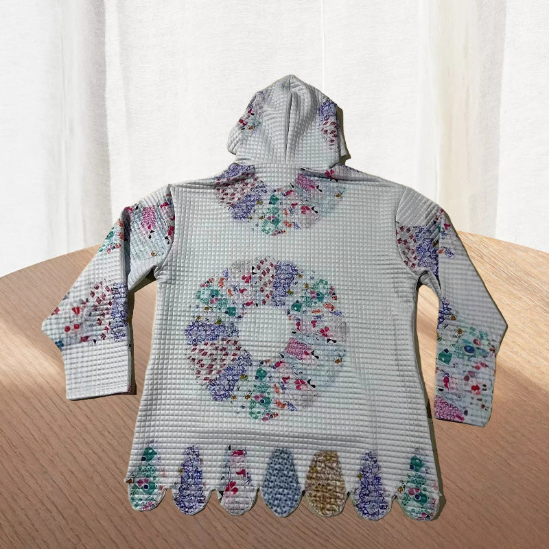 Women's Fashion Waffle print hoodie