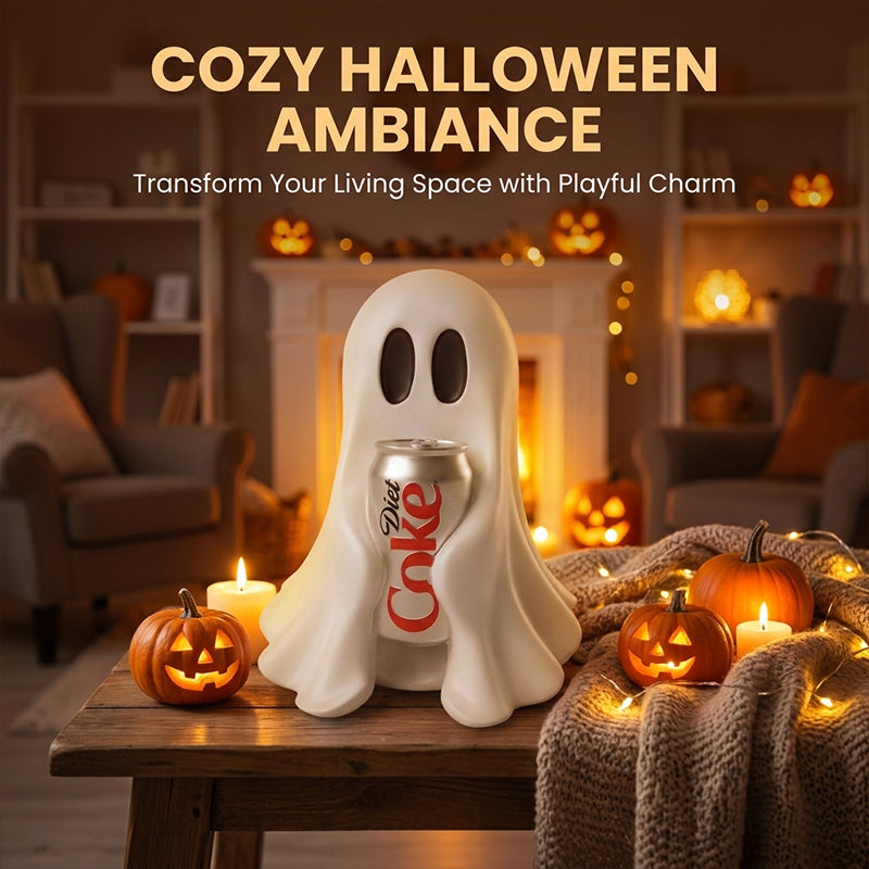 Resin Ghost Statue Holding Soda Can