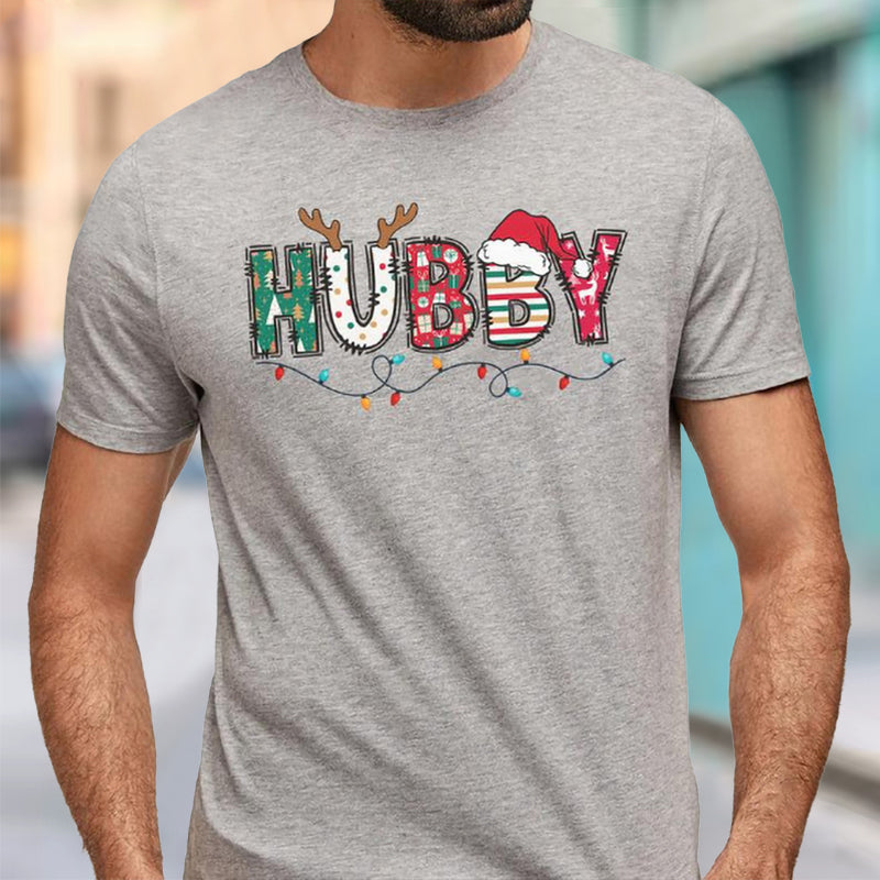 Christmas Letter 3D Print Round Neck Short Sleeve