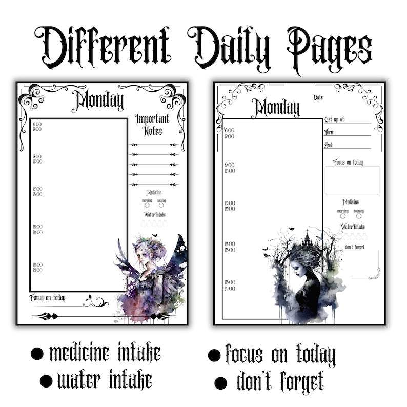 Gothic Planner Pages ADHD Planner