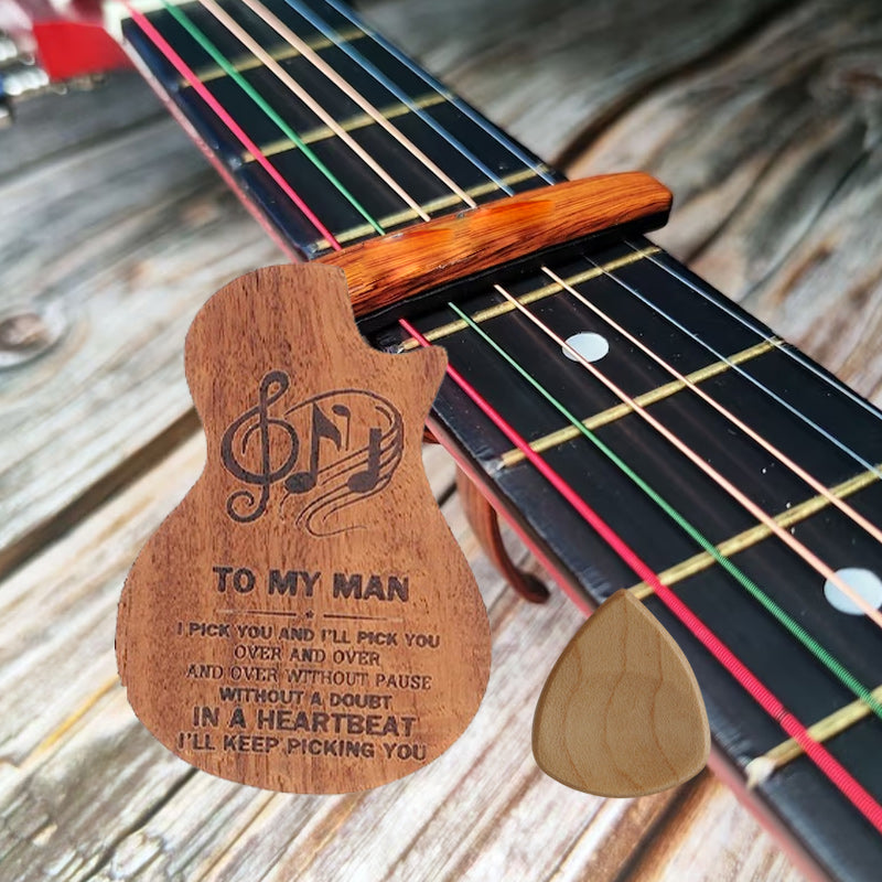 Guitar Wooden Pick Case