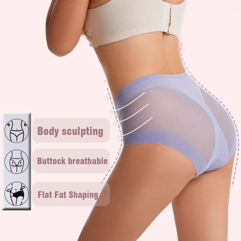 High Waist Ice Silk Seamless Shaping Briefs