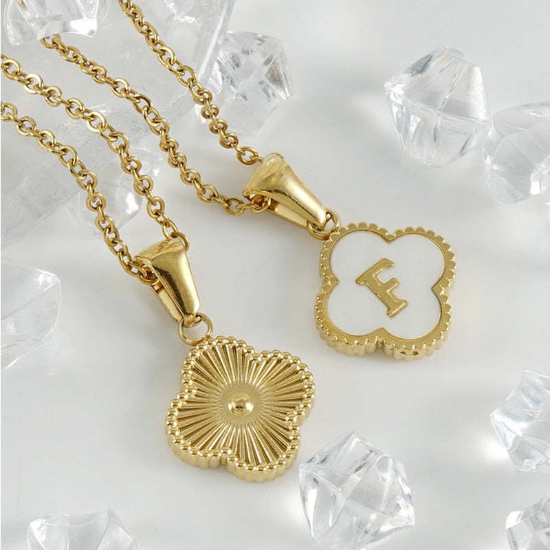 Four Leaf Clover Monogram Necklace