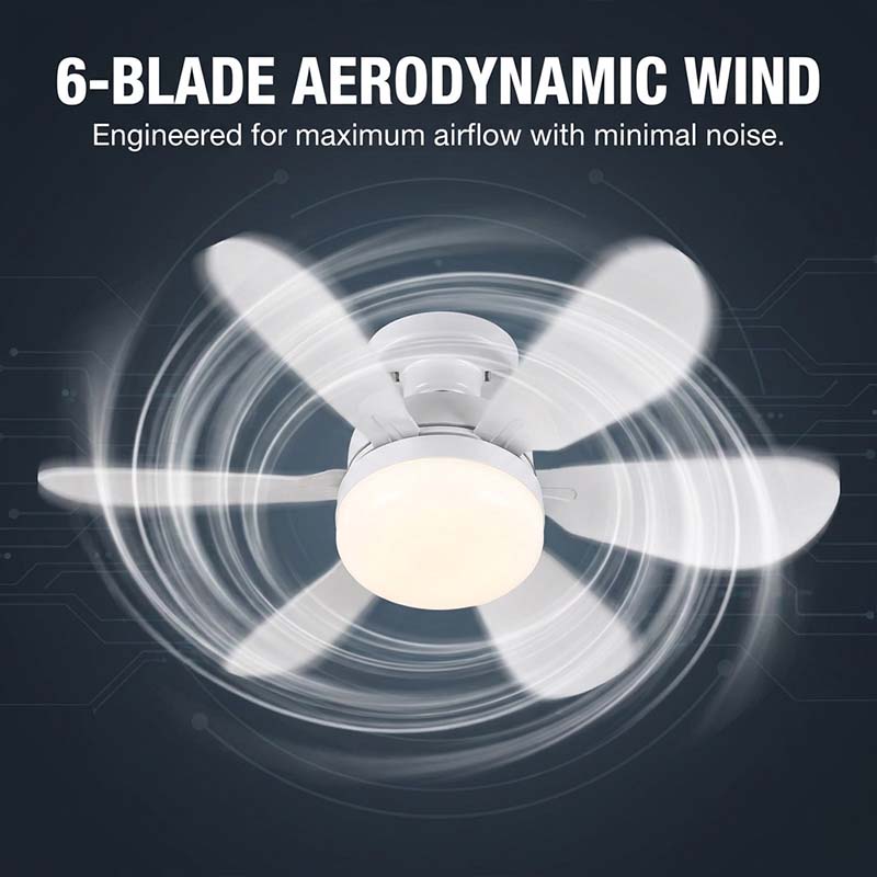 Six-blade gourd-shaped off-white ceiling fan light