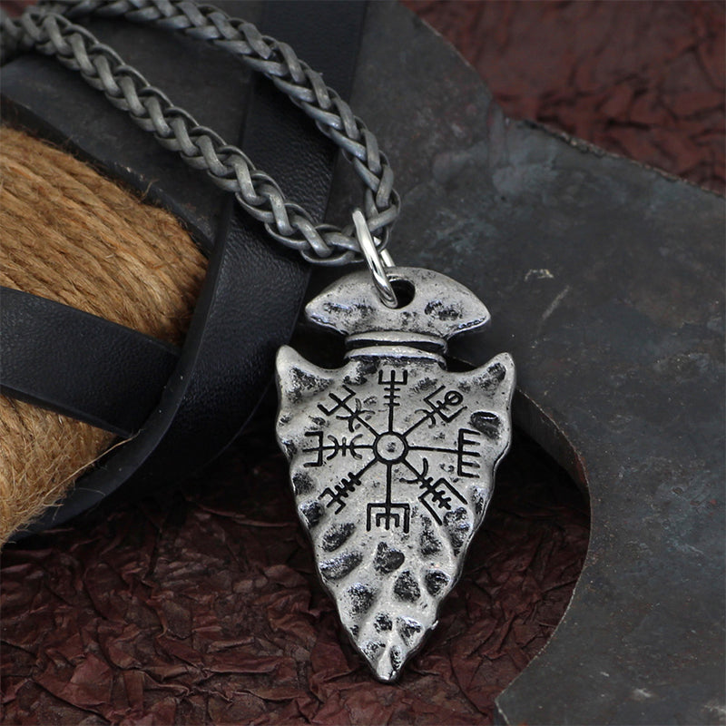 Odin's Spear Necklace with Vegvisir Symbol
